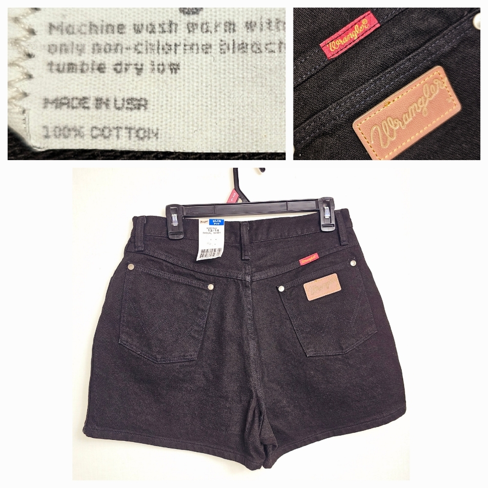 RARE 🔥 Vintage Wrangler Women's Black Denim Shorts Red Tag Made In The Usa